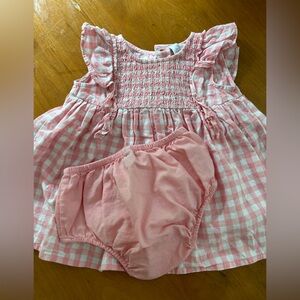 Children’s place Gingham pink dress and bloomers baby girl